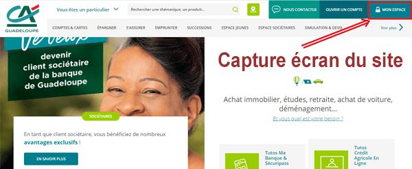 Accéder à mes comptes Crédit Agricole Guadeloupe sur le site internet www.ca-guadeloupe.fr